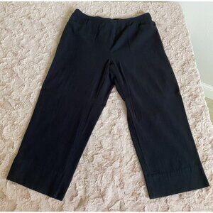 Soft Surroundings Womens 1X Petite Black Wide Leg Pants Pockets Elastic Waist